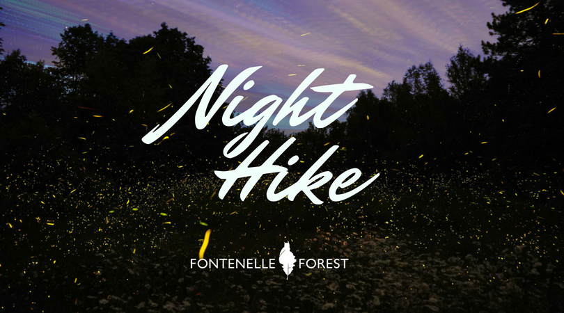 Picture of a night skyline with the text overlay "night hike"