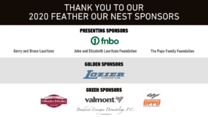 2020 Feather Our Nest Sponsor Recognition and a grouping of sponsors logos