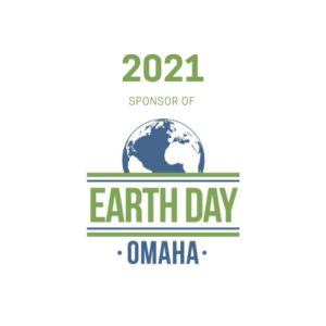 the text, "2021 SPONSORS OF EARTH DAY OMAHA" with a globe icon