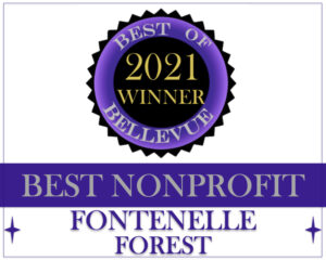 Best of Bellevue 2021 Winner award underscored by the words "Best Nonprofit Fontenelle Forest."