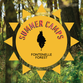A graphic of the sun with the words "Summer Camps" and the Fontenelle Forest logo.