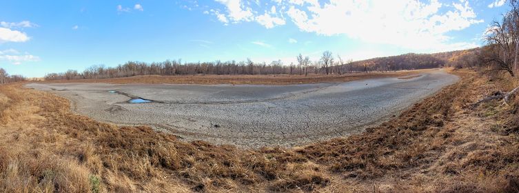 The photo of the currently dry Great Marsh. Photo by Fred McCaslin.